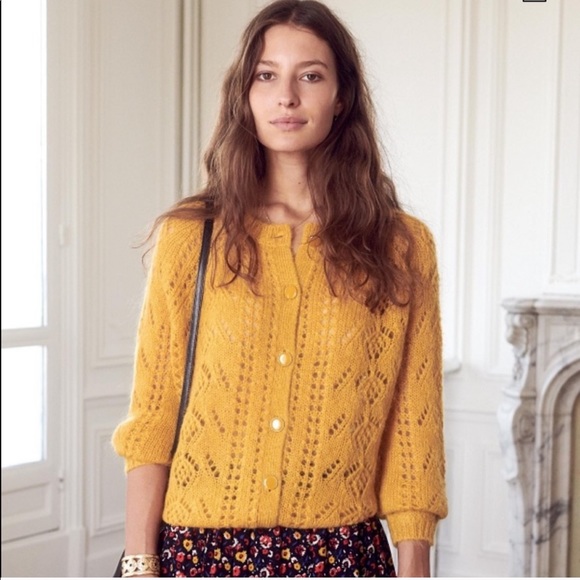 Sezane Mario Mustard Cardigan Sweater 